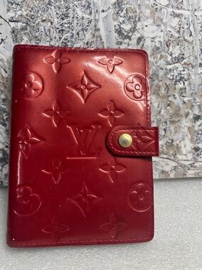 LOUIS VUITTON Red Vernis Notebook Agenda PM Cover Authentic